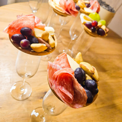 Mini borrelplank voor witte en rode wijn glazen - Set van 2 stuks