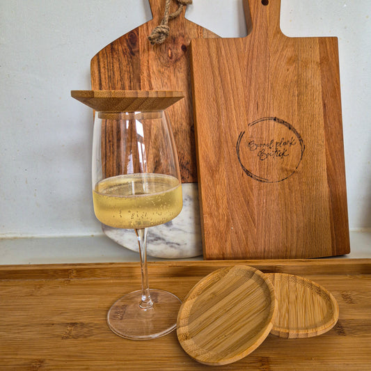Mini borrelplank voor witte en rode wijn glazen - Set van 2 stuks