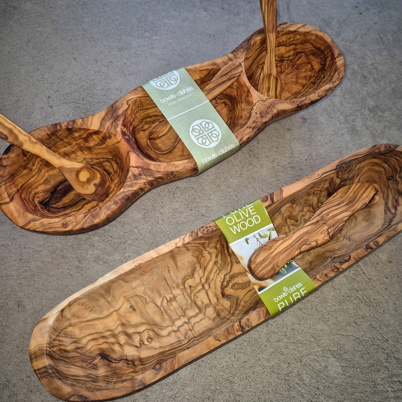 Olijfhouten brood en dip set