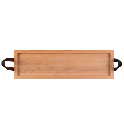 Puur Hout | Beuken Serveertray 1-vaks handgreep leer - 69 cm