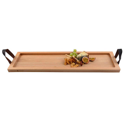 Puur Hout | Beuken Serveertray 1-vaks handgreep leer - 69 cm