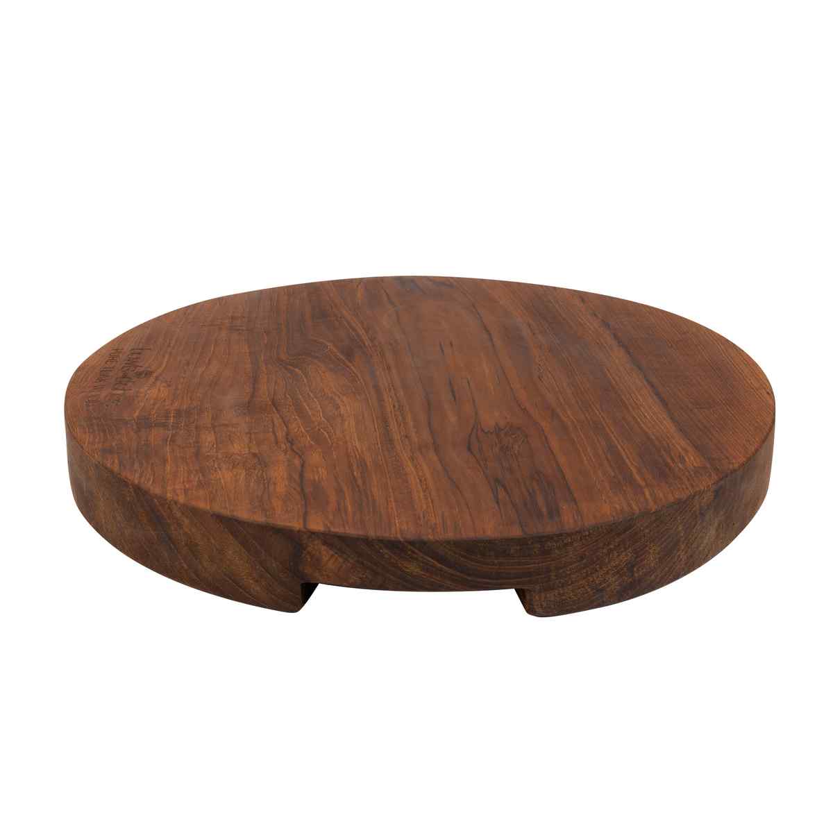Pure Teak Wood Boomstam rond met 2 handgrepen Ø 30 x 4 cm