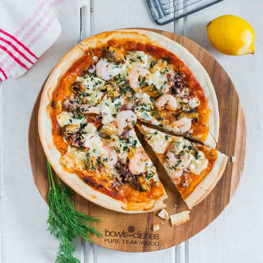 Pure Teak Wood Boomstam rond met 2 handgrepen Ø 30 x 4 cm