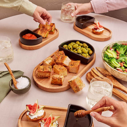 Borrelbakje half rond middel - Zwart 12 cm